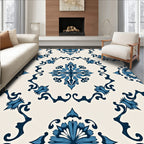 Blue Vintage Floral Medallion Rug
