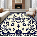 Navajo Blue Floral Traditional Rug