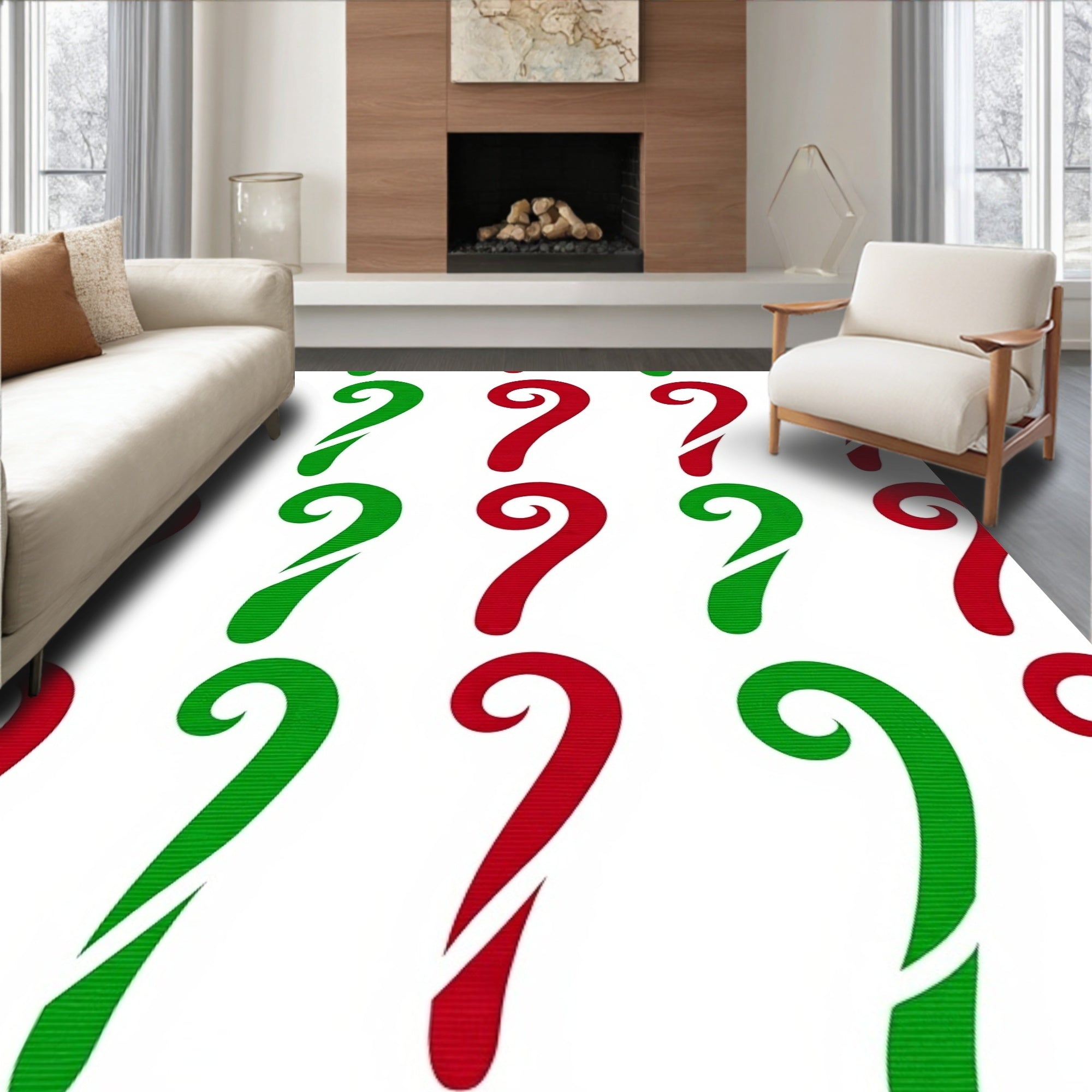 Red Green Candy Cane Repeat Rug