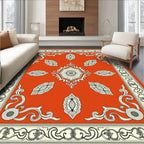 Orange Scrollwork Medallion Rug