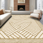 Subtle Gold Woven Abstract Border Rug