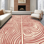Crimson Swirl Wood Grain Panels Rug