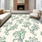 Green Floral Vine Swirl Rug