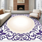 Deep Indigo Art Nouveau Floral Border Rug