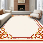 Crimson Gold Swirl Corner Border Rug