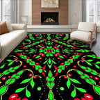 Bold Black Floral Geometric Medallion Rug