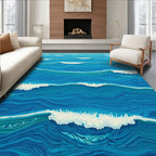 Oceanic Blue Waves Ripples Rug