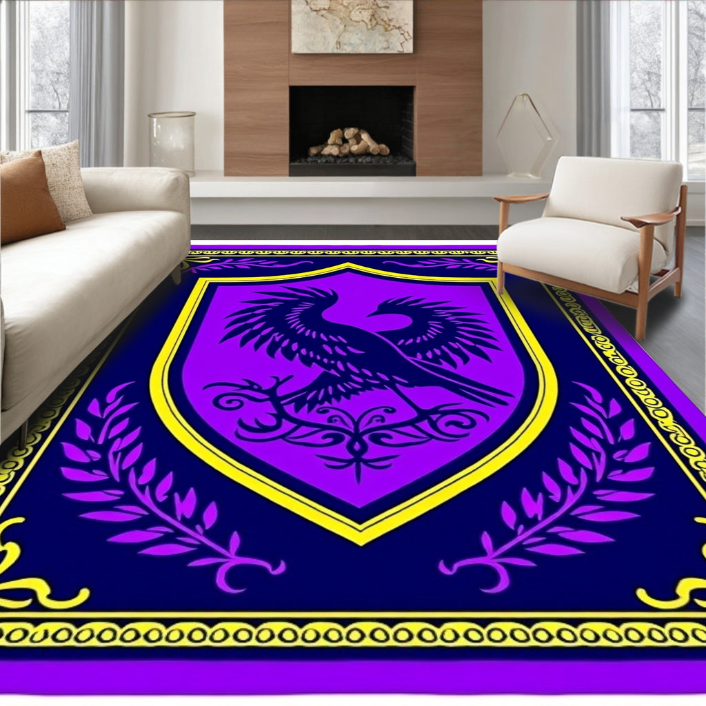 Royal Purple Blue Bird Crest Rug