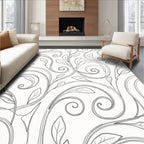 Ornate Black Scroll Leaf Vine Rug