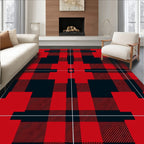 Red Black Buffalo Check Squares Rug