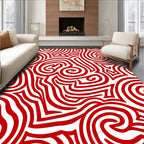 Crimson Swirl Allover Line Art Rug