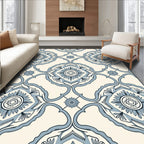 Pale Blue Floral Medallion Rococo Rug