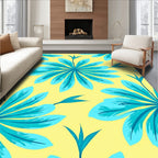 Tropical Turquoise Flower Bright Yellow Rug