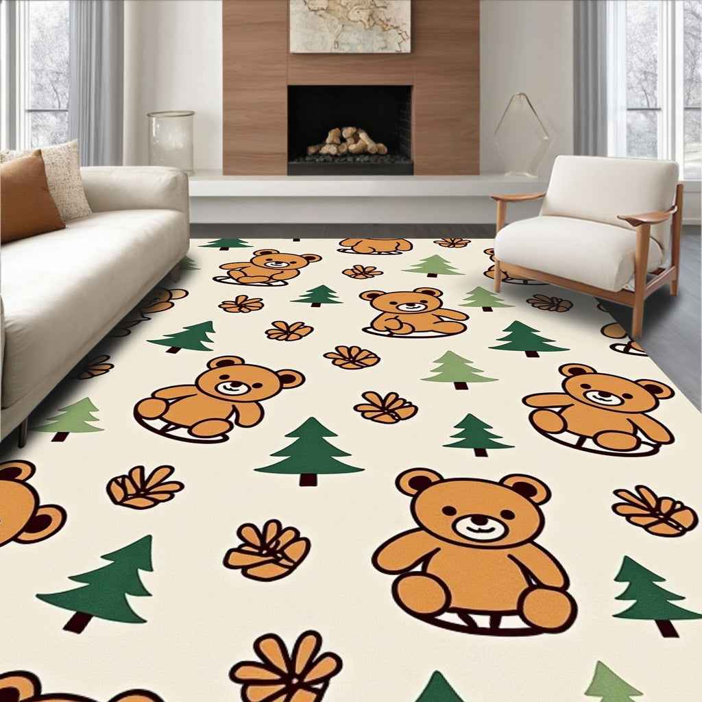 Sweet Bear And Evergreen Forest Friends Rug