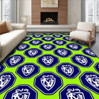 Lime Green Blue Shield Crest Rug