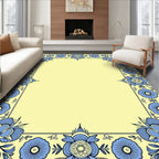 Pale Yellow Blue Floral Meadow Frame Rug