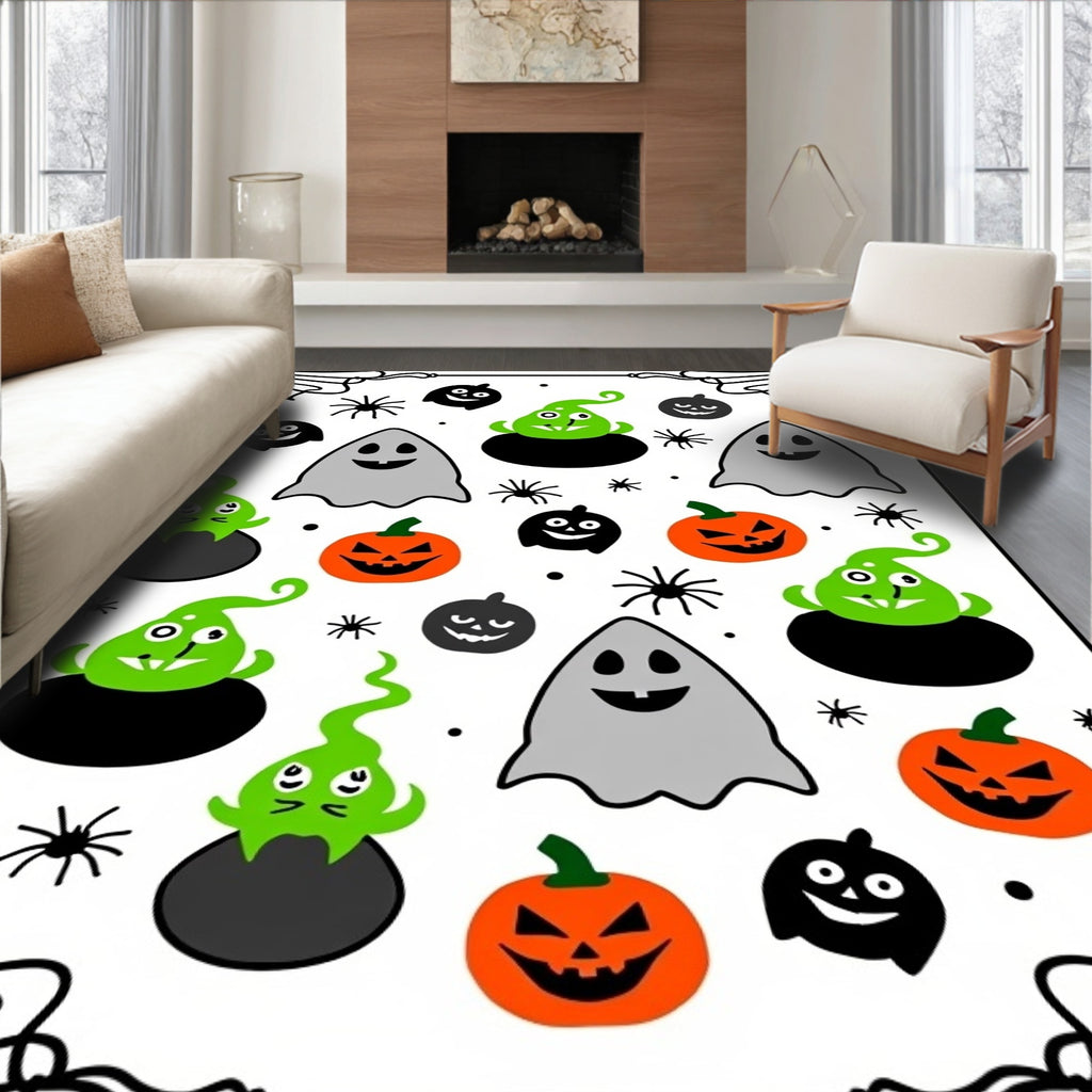 Spooky Halloween Ghosts Pumpkin Spider Medley Rug