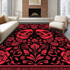 Red Skull Floral Embrace Rug