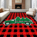 Red Buffalo Plaid Truck Trees Rug