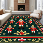 Festive Nutcracker Soldier Emerald Border Rug