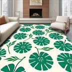 Emerald Green Floral Leaf Cluster Rug
