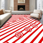 Bold Red Swirl Stripe Rug