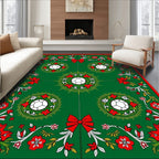 Green Red White Festive Football Wreath Rug