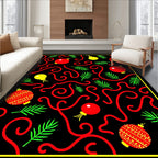 Red Yellow Holiday Bauble Swirl Rug