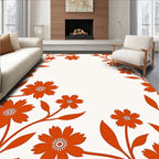 Orange Floral Vine Border Rug