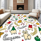 Cute Christmas Dogs and Baubles Rug