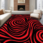 Bold Red Black Swirls Rug