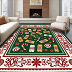 Festive Candy Cane Cookie Swirl Border Rug
