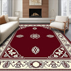 Crimson Cream Antique Floral Medallion Accent Rug