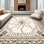 Cream and Brown Sunburst Garden Rug