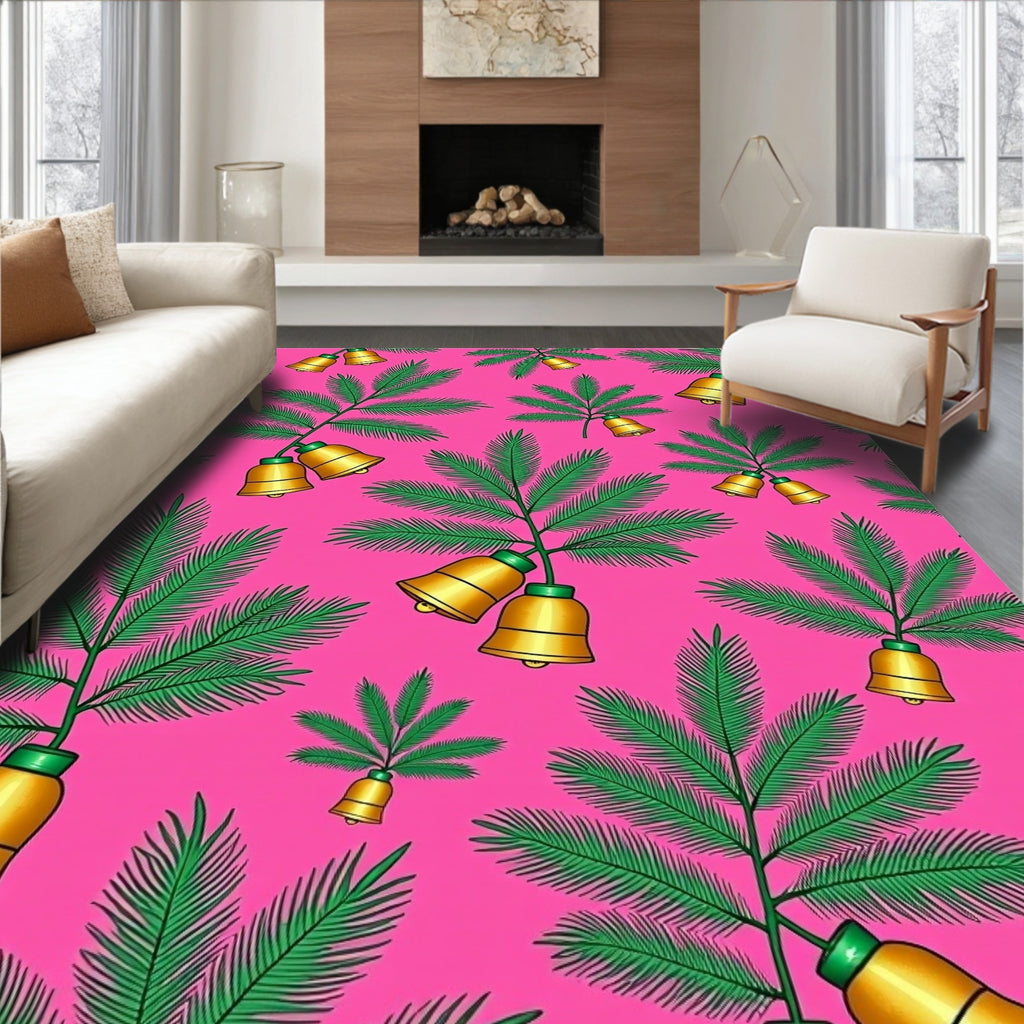 Emerald Bells Pink Background Rug