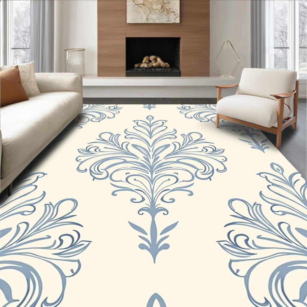 Light Blue Cream Classic Swirl Rug