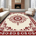 Crimson Floral Border Medallion Rug