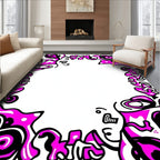 Vibrant Pink Bold Abstract Border Rug