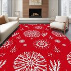 Classic Red Snowflake Mandala Rug