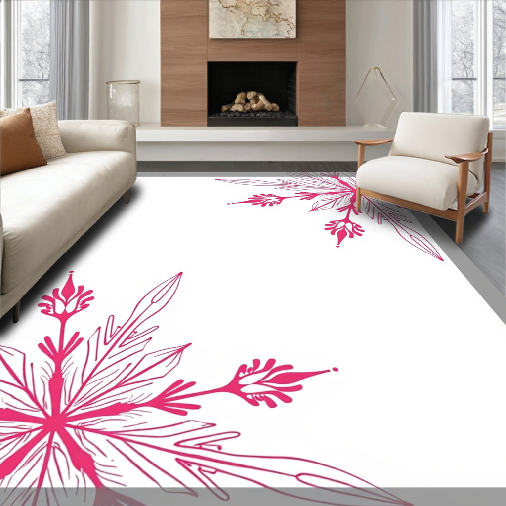 Vibrant Pink Floral Corner Medallion Rug