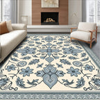 Pale Blue Floral Medallion Border Rug