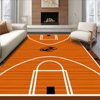 Orange Basketball Court Swirl Rug