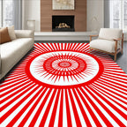 Radiant Red Sunburst Concentric Rug