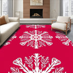 Crimson White Snowflake Mandala Rug