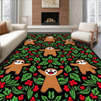 Happy Sloth Red Berry Foliage Rug