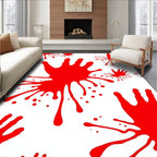 Crimson Splatter Handprint Splash Rug