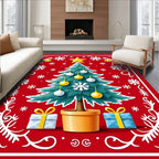 Christmas Tree Snowflake Gift Border Rug