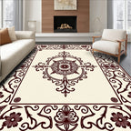 Dark Brown Floral Medallion Border Rug