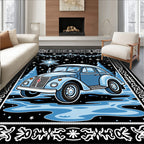 Vintage Blue Snowscape Car Rug