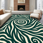 Deep Teal Swirling Wave Harmony Rug